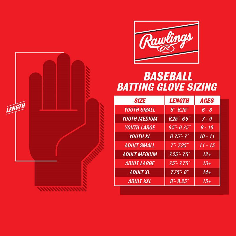 Rawlings Youth Workhorse Compression Strap Baseball Batting Gloves