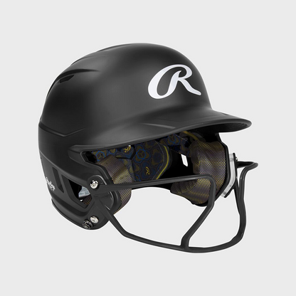 Rawlings Mach Hi-Viz  Matte 1-Tone Batting Helmet With Attached Viz Guard