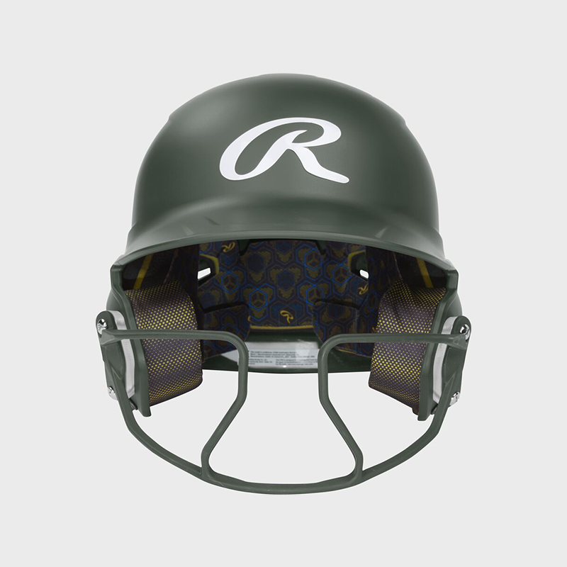 Rawlings Mach Hi-Viz  Matte 1-Tone Batting Helmet With Attached Viz Guard