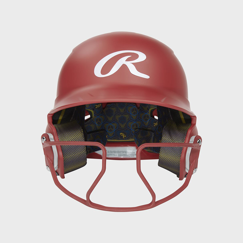 Rawlings Mach Hi-Viz  Matte 1-Tone Batting Helmet With Attached Viz Guard